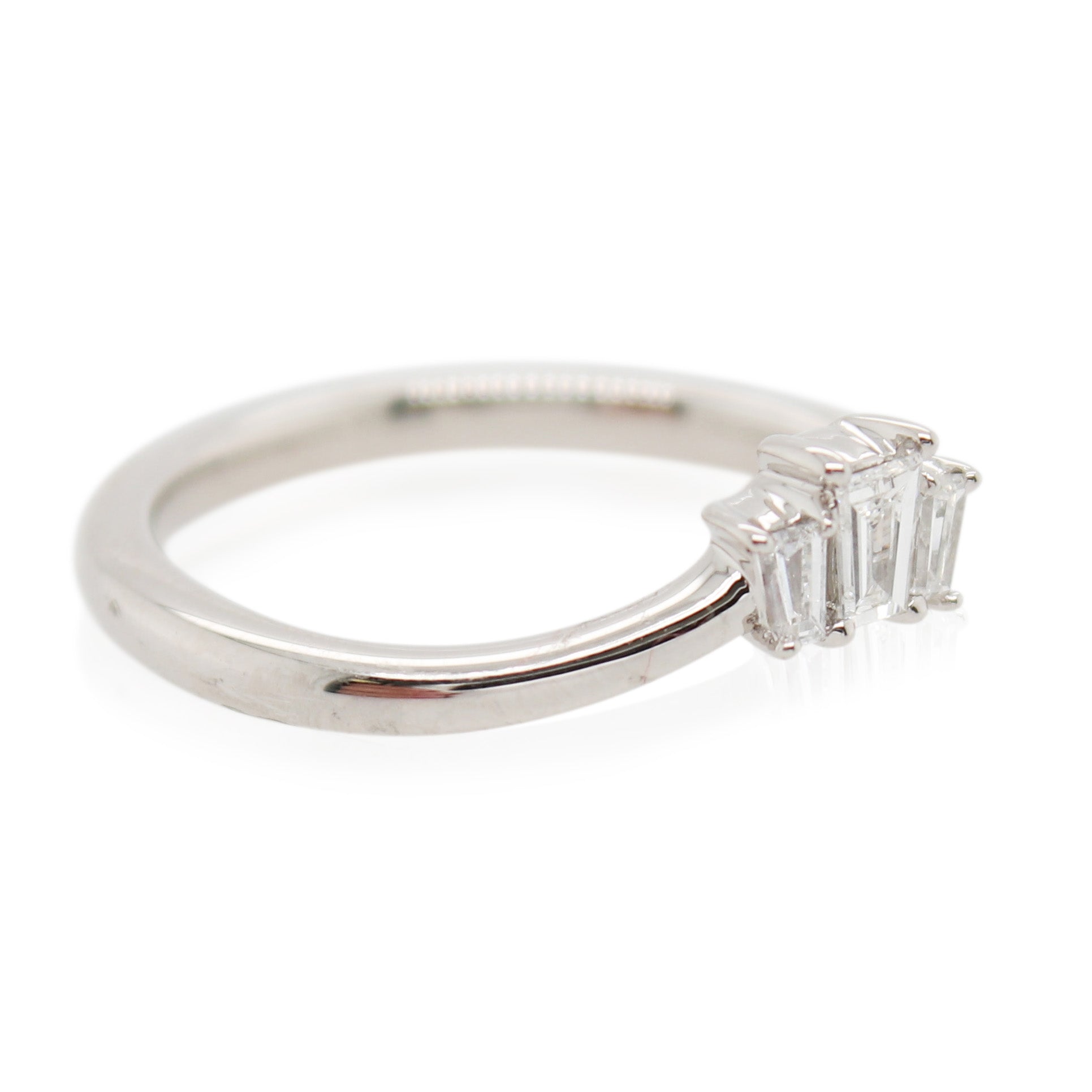 Platinum Tapered Baguette 3 Stone Contour Ring