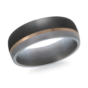 Tantalum and Rose Gold 7mm Wedding Band