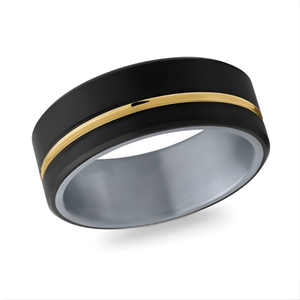 8mm Tantalum and Yellow Gold Striped Band