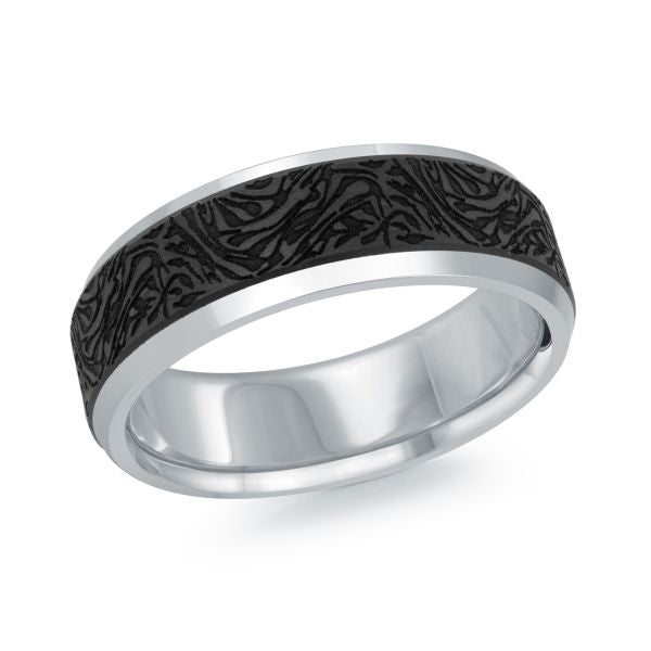 7mm White Gold Swirl Band