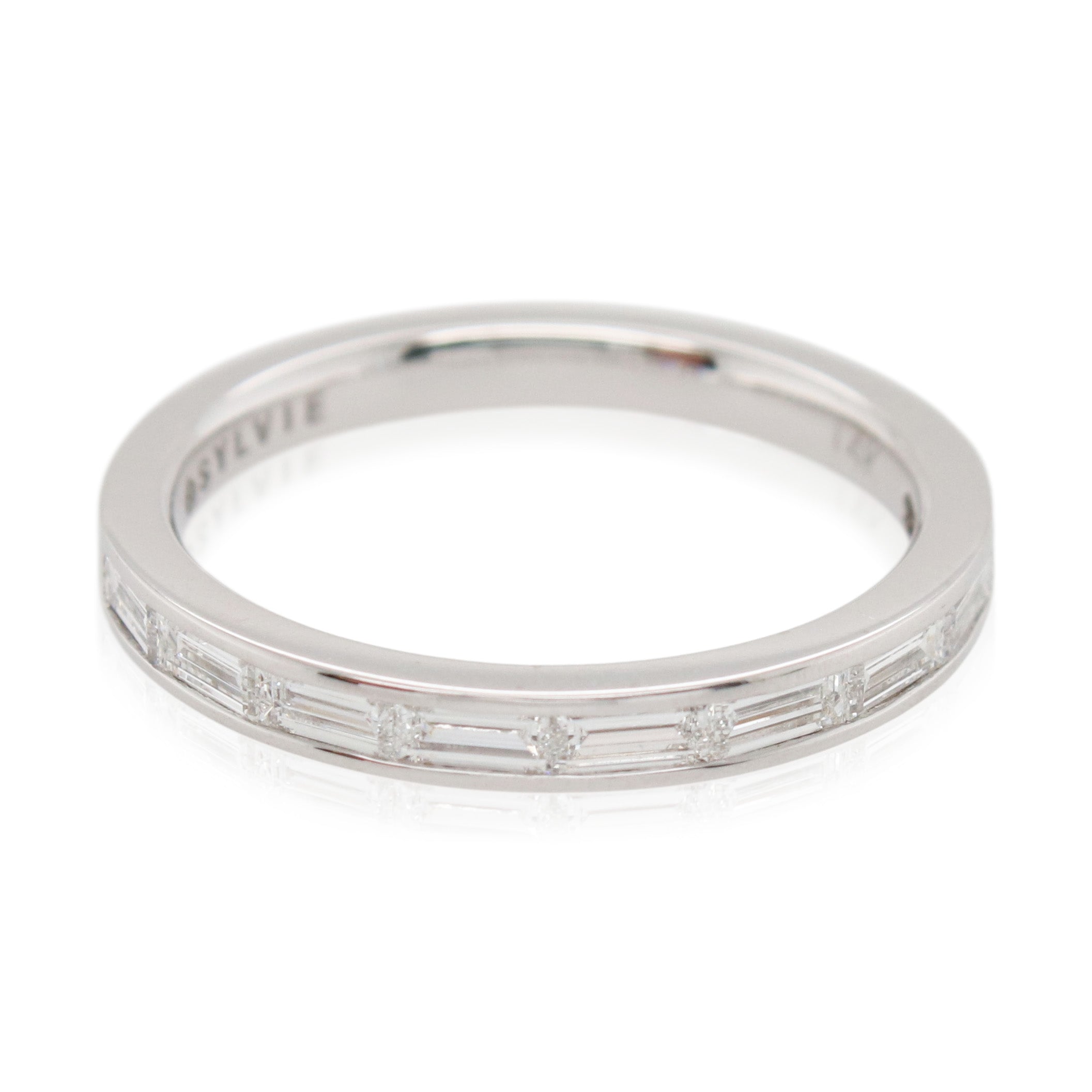 Sylvie White Gold Channel Set Baguette Diamond Band
