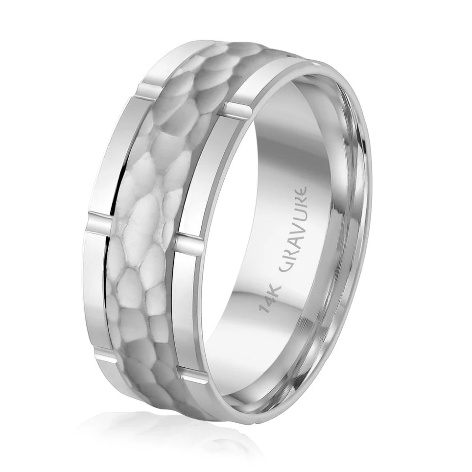 8mm Hammered Wedding Band