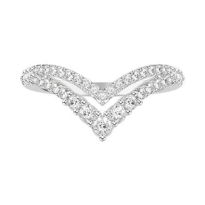 Gradient Double Row Diamond V Contour Band