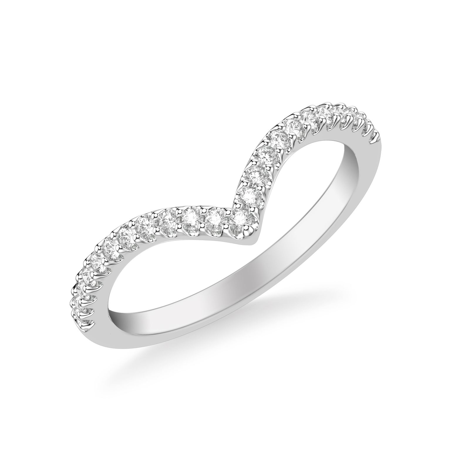 Diamond "V" Contour Wedding Band