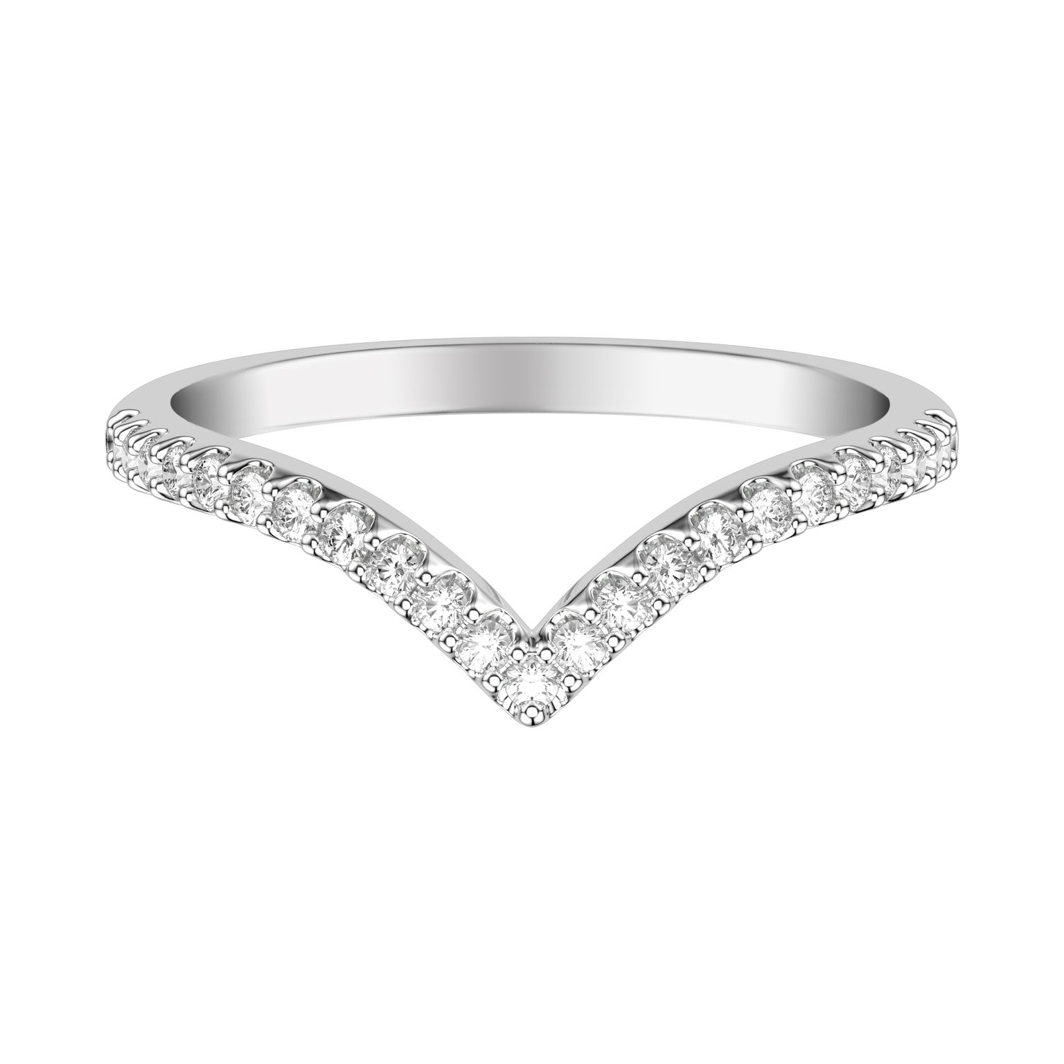Diamond "V" Contour Wedding Band