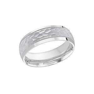 White Gold 7mm Hammered Band