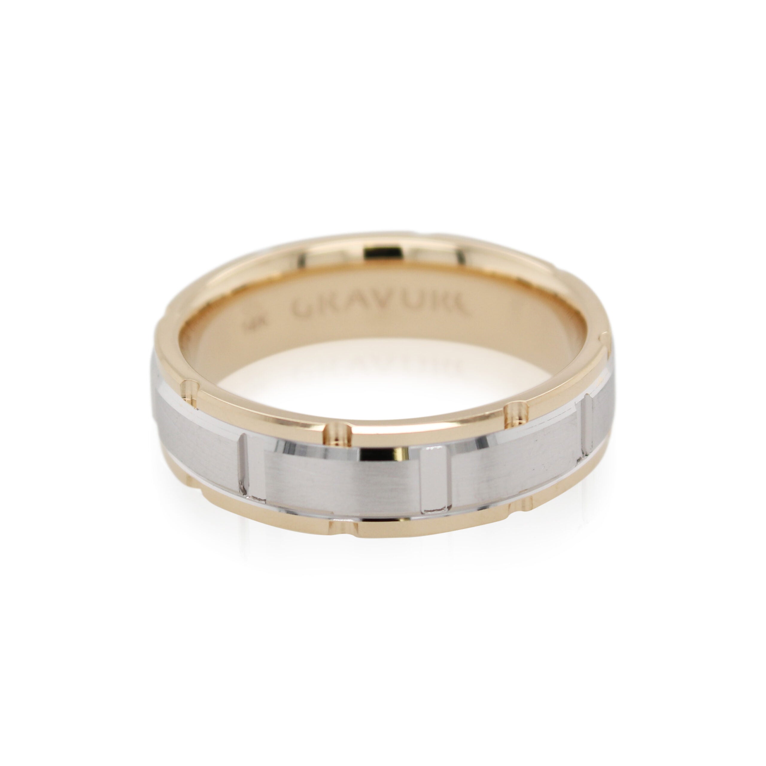 6mm Brushed and Etched Center Wedding Band