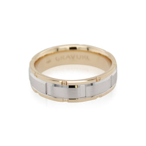 6mm Brushed and Etched Center Wedding Band