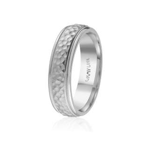 6mm Hammered Center Wedding Band