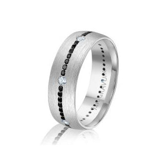 7mm White and Black Diamond Band