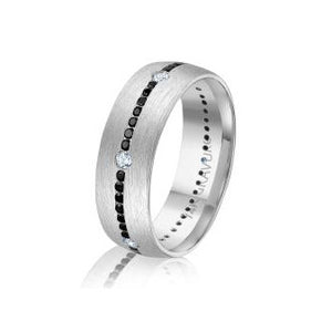 7mm White and Black Diamond Band