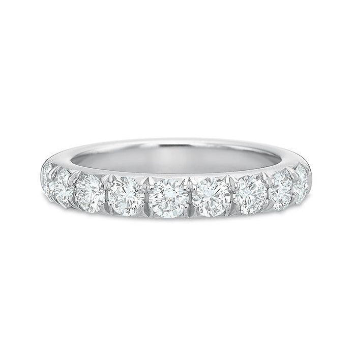 Precision Set Platinum Flush Fit French Cut Half Eternity Diamond Band