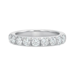 Precision Set Platinum Flush Fit French Cut Half Eternity Diamond Band