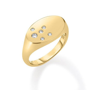 Roberto Coin Yellow Gold Diamond Signet Ring