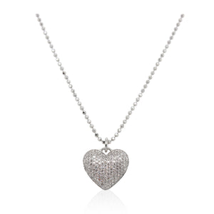 Pavé Diamond Puffed Heart Pendant