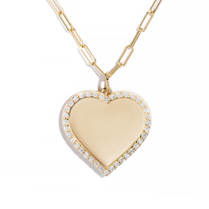 Diamond Halo Concave Heart Pendant