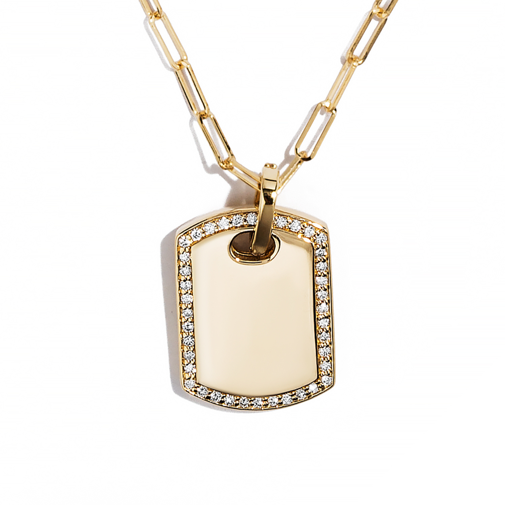 Diamond Halo Dog Tag Pendant