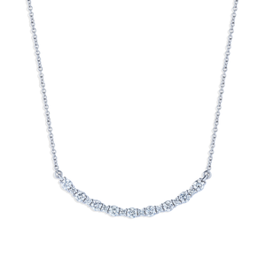 White Gold Diamond Curve Bar Necklace