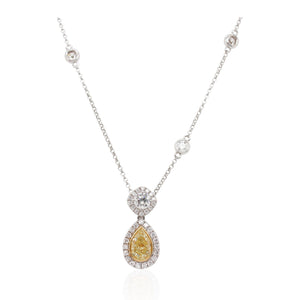 Light Yellow Diamond Double Drop Necklace