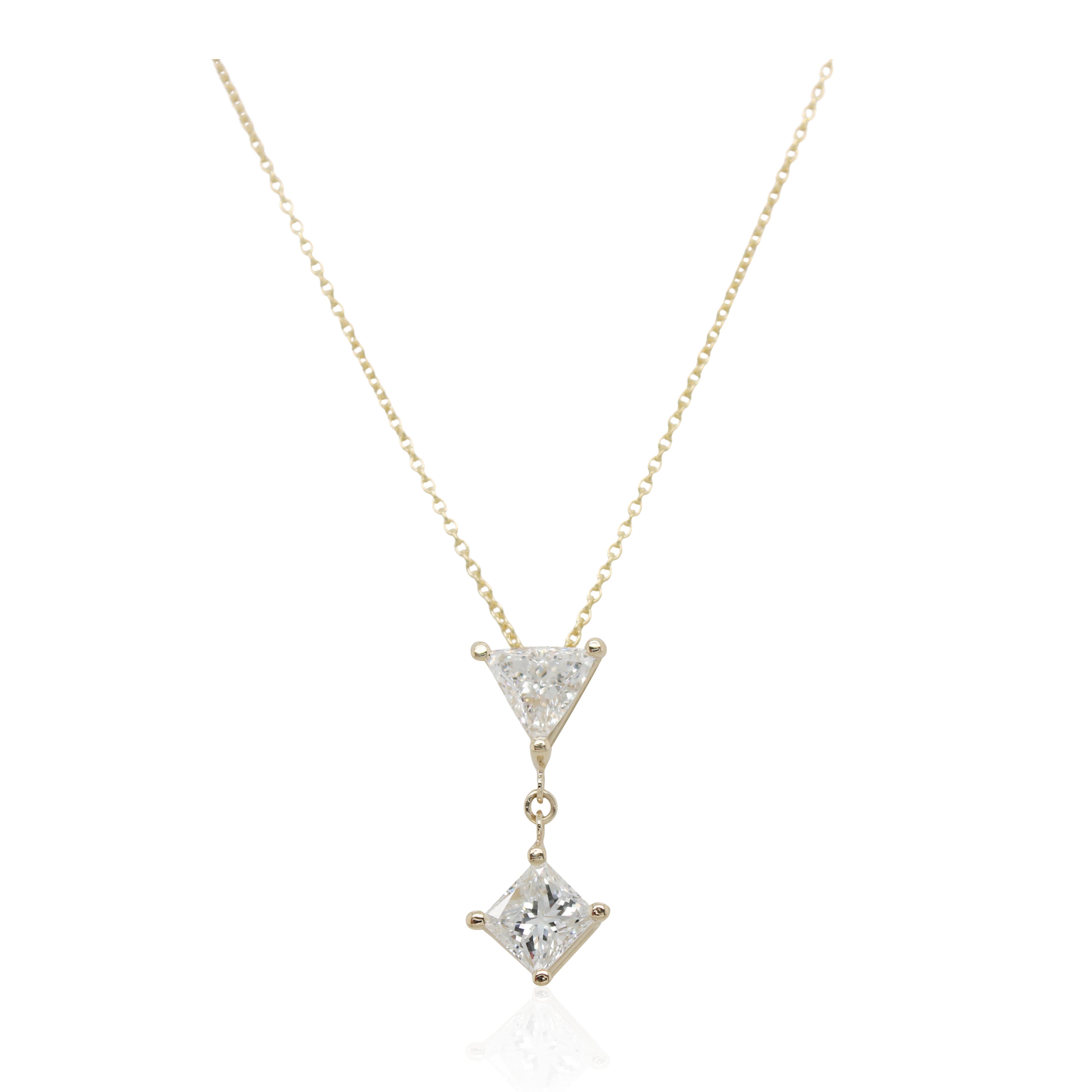 0.47ct Princess Cut and Trillion Cut Diamond Pendant