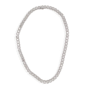 Emerald Cut Halo Diamond Necklace