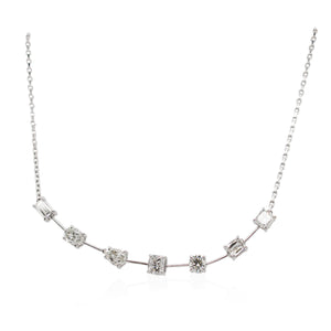 White Gold 6 Diamond Curved Necklace