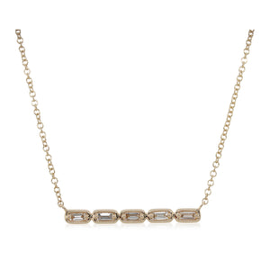 Baguette Bezel Set Diamond Bar Necklace