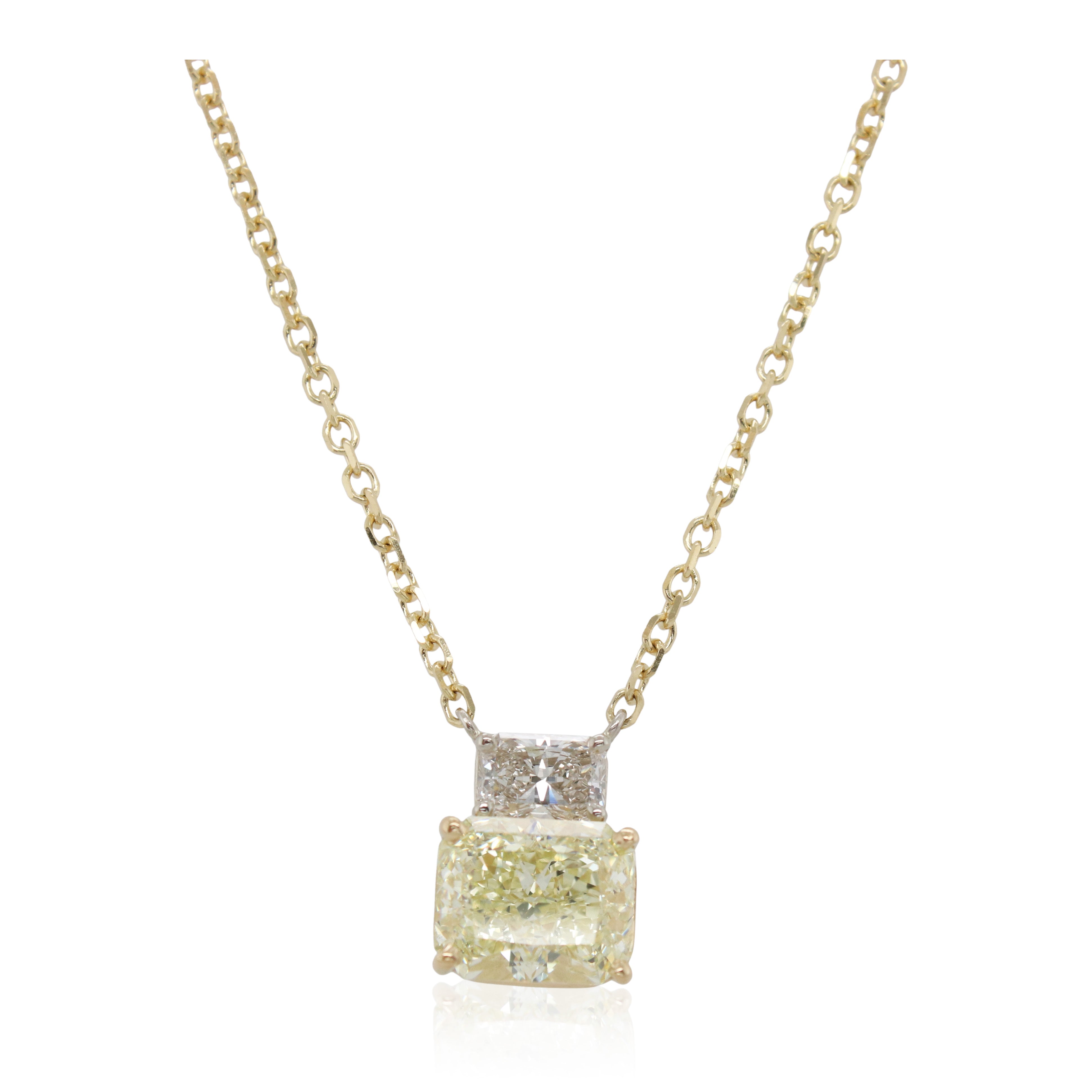 2.70ct Radiant Cut Fancy Light Yellow Pendant