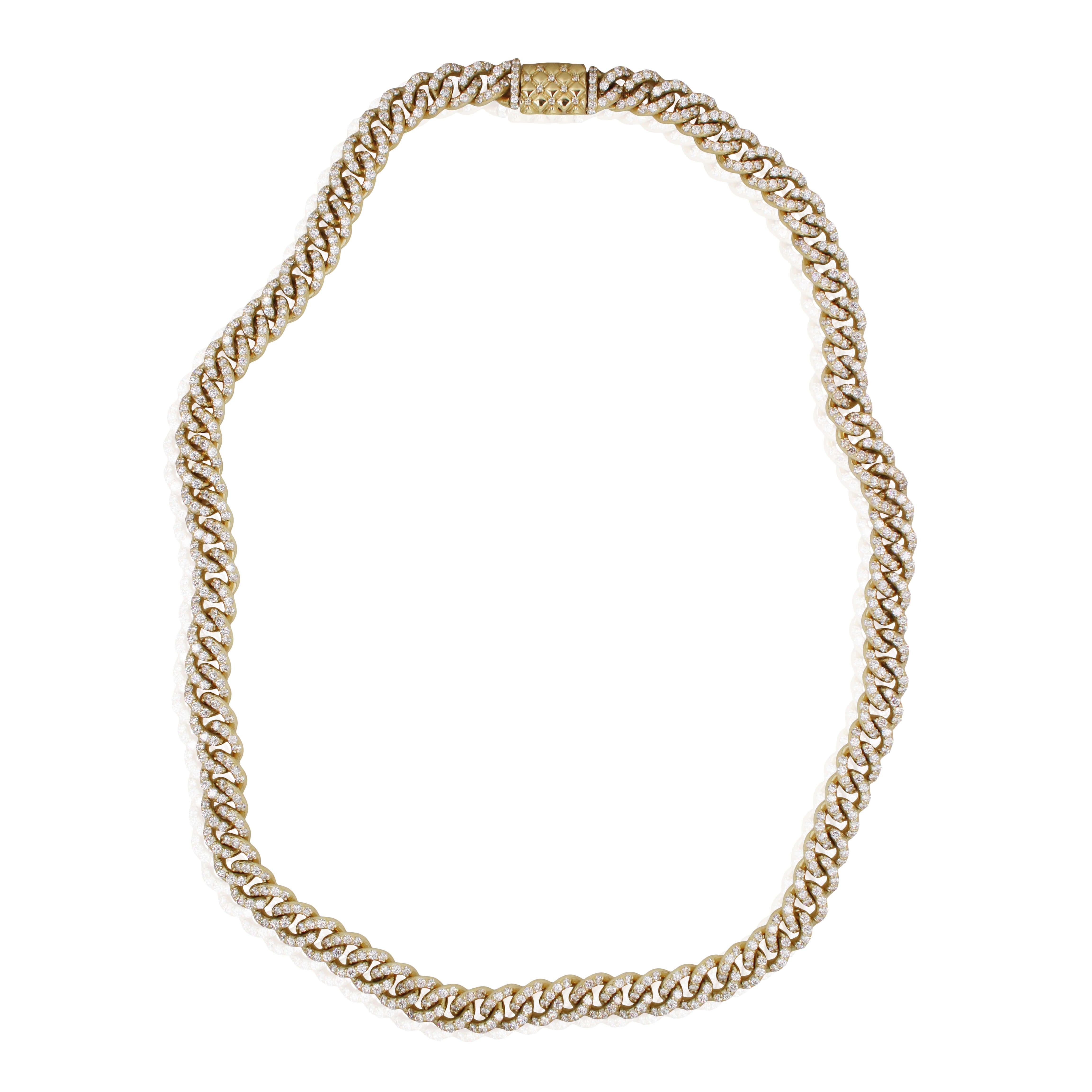 Yellow Gold Diamond Curb Link Necklace