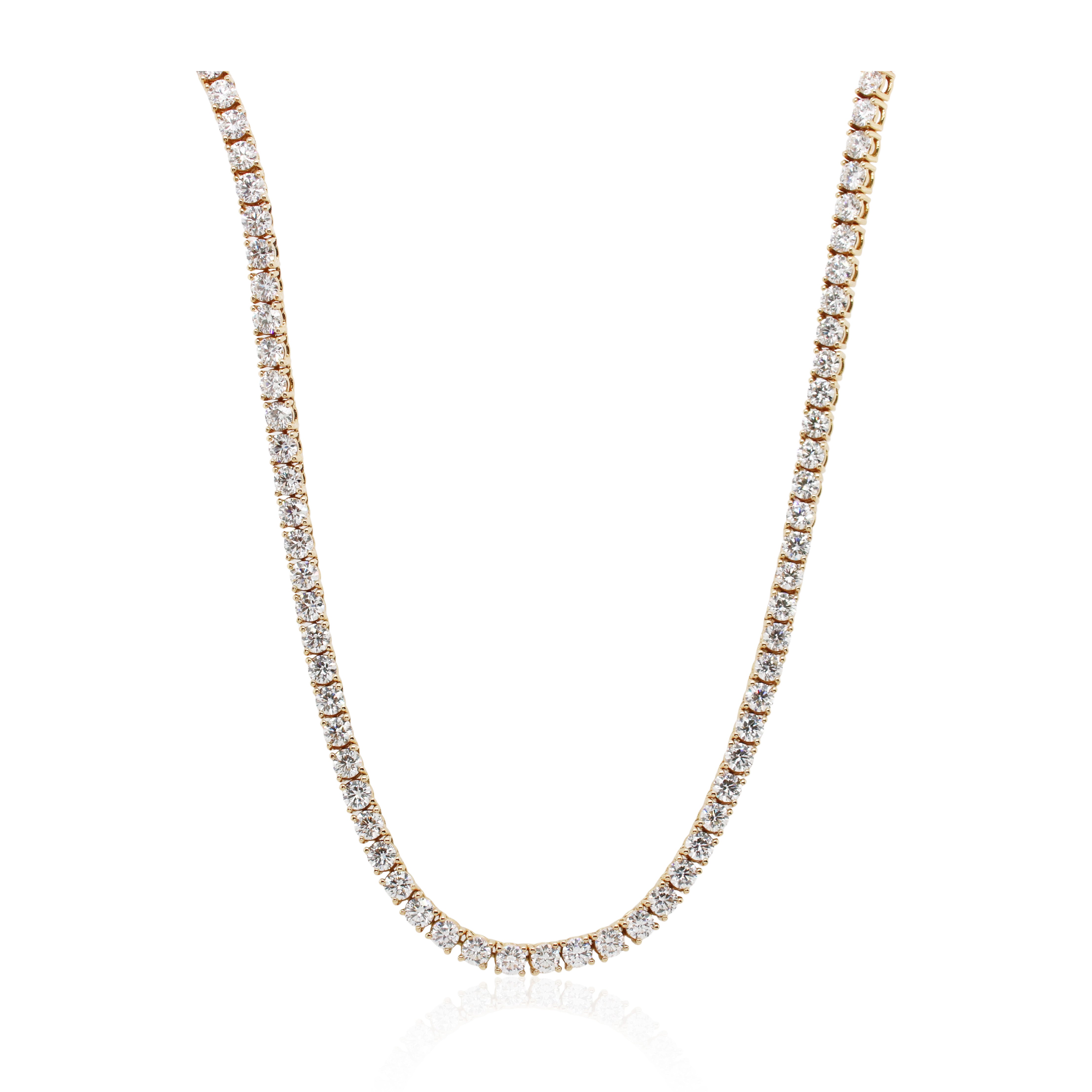 Yellow Gold 17" Diamond Tennis Necklace