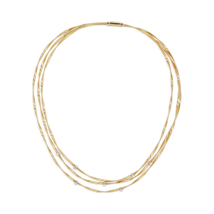 Marco Bicego 18K Yellow Gold Diamond Station Tri Strand Necklace
