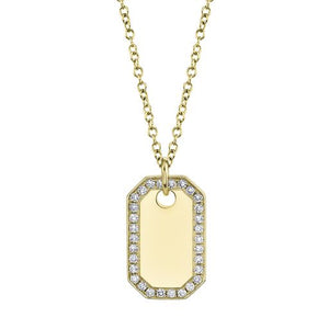 Pave Diamond Dog Tag Necklace