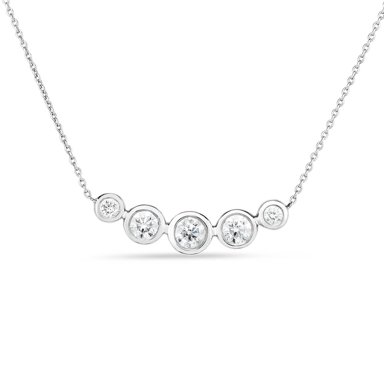 Roberto Coin 5 Station Curved Diamond Necklace