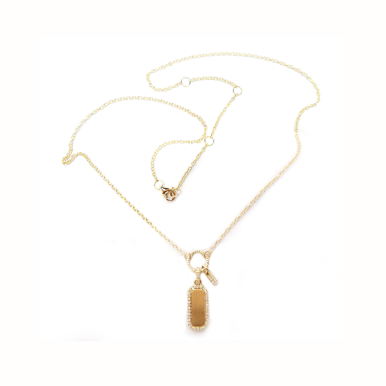 Diamond Dog Tag Dangle Pendant