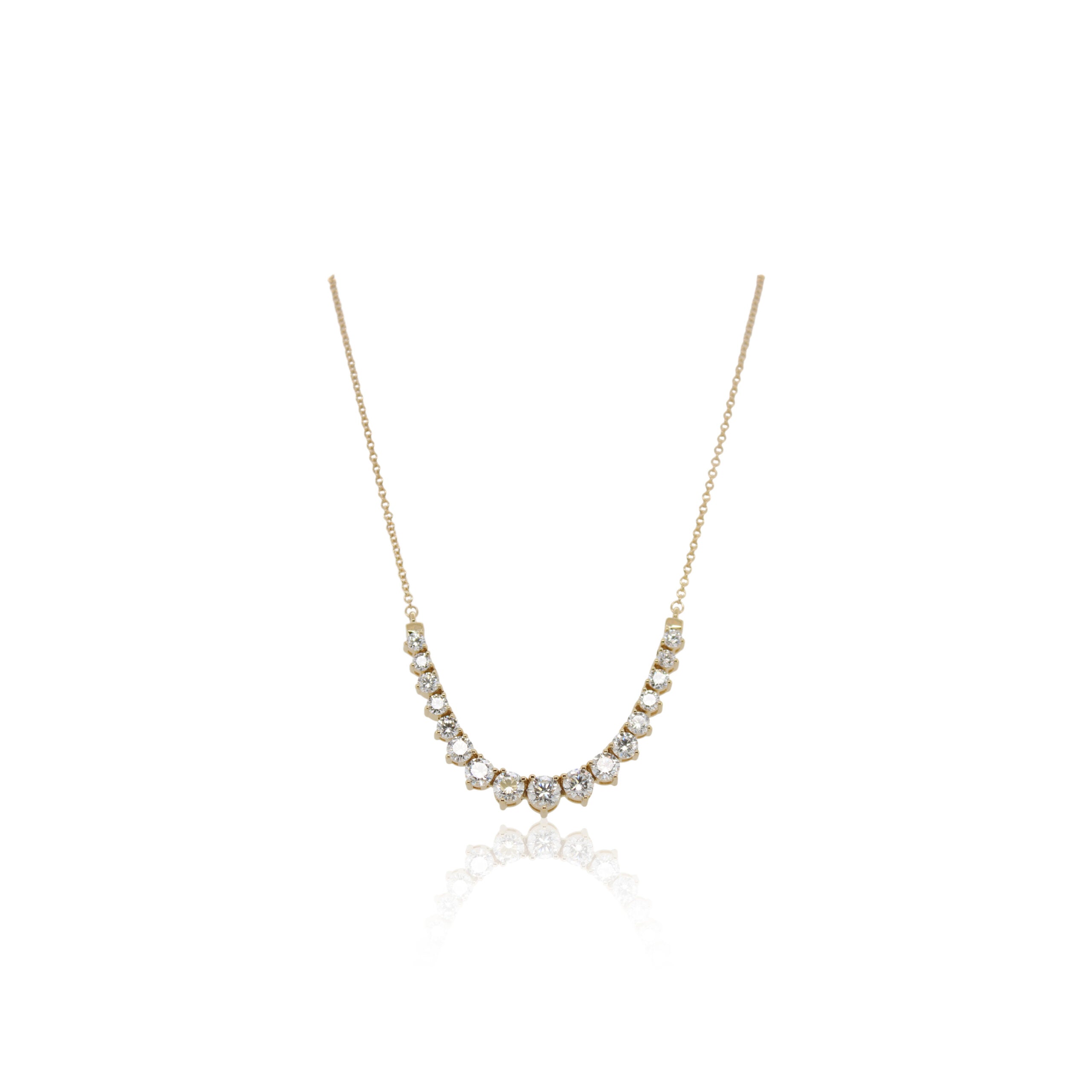 Yellow Gold Diamond Curved Necklace