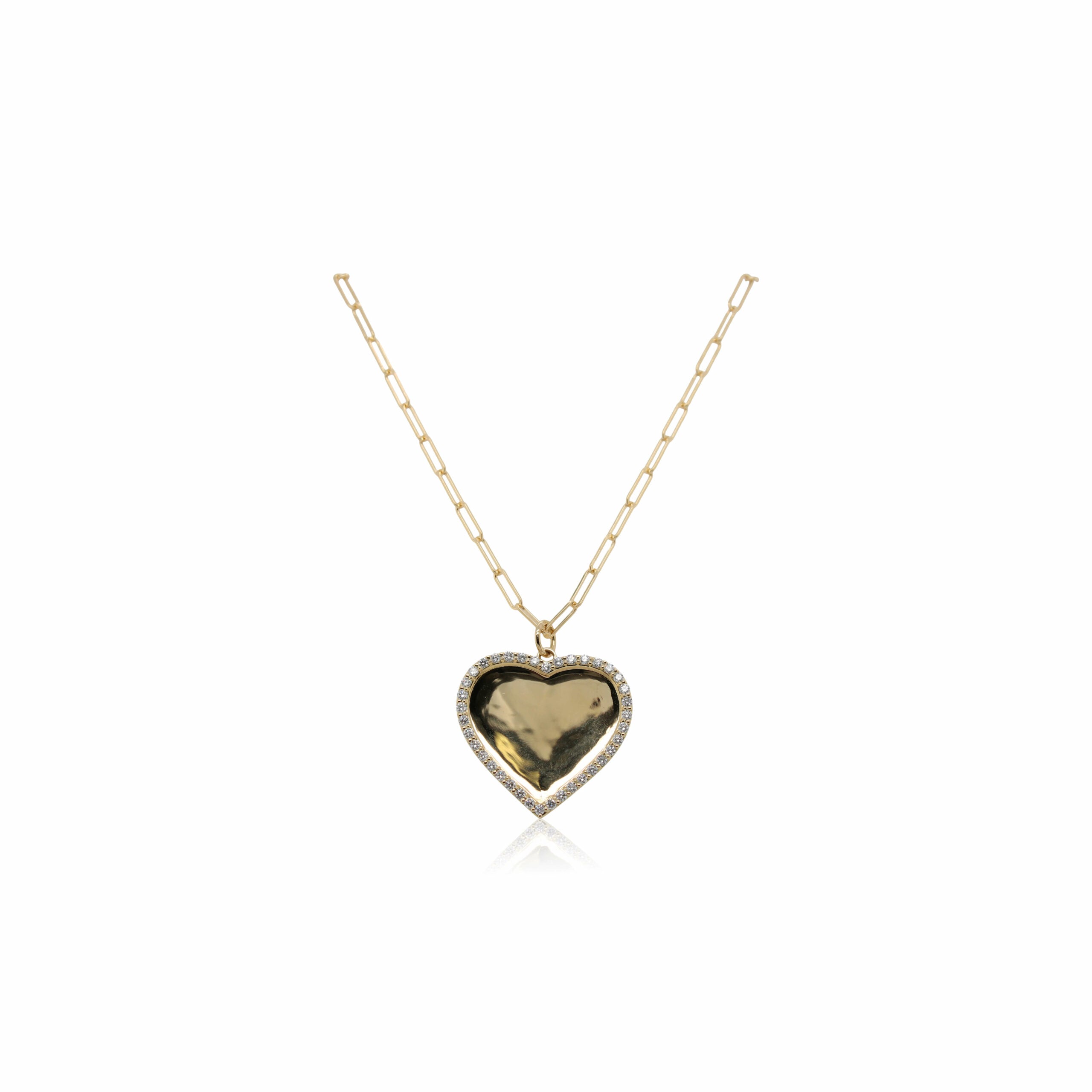Diamond Halo Concave Heart Pendant