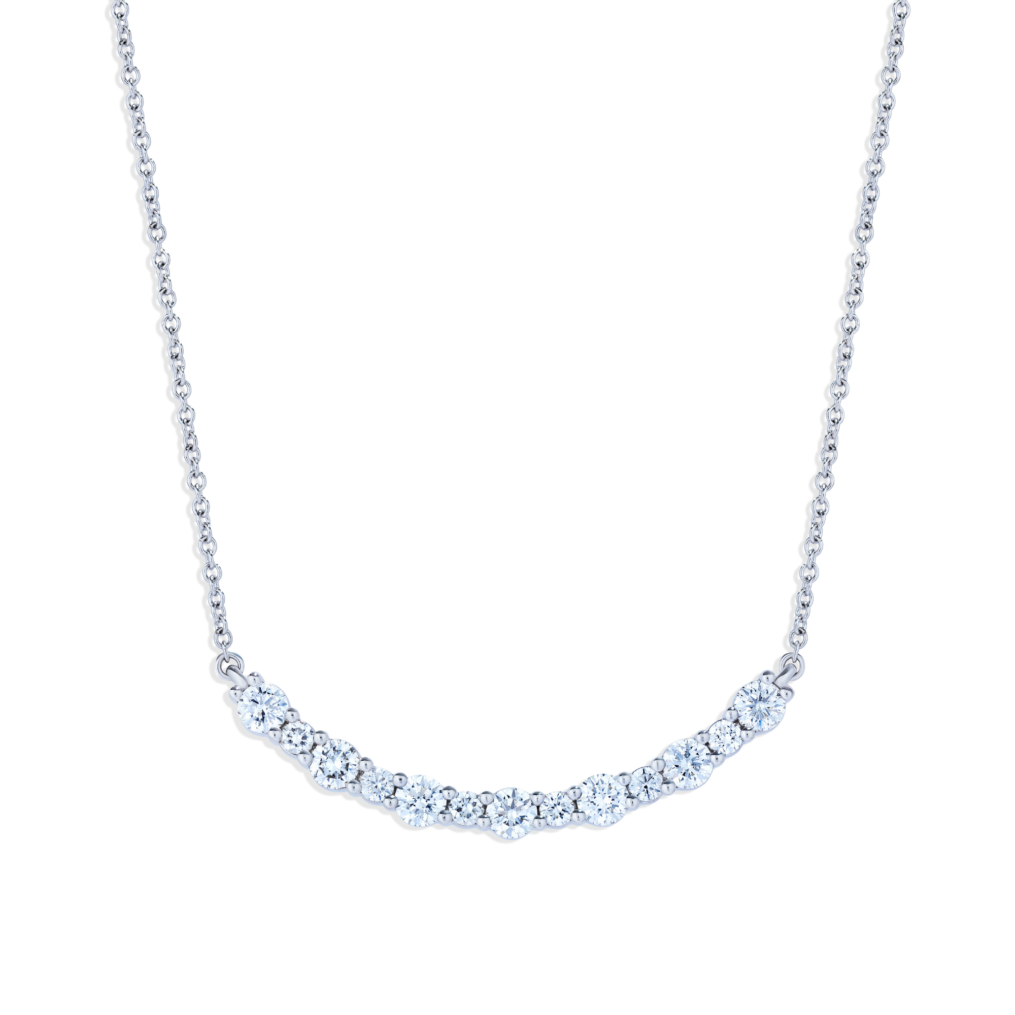 Alternating Diamond Curve Bar Necklace