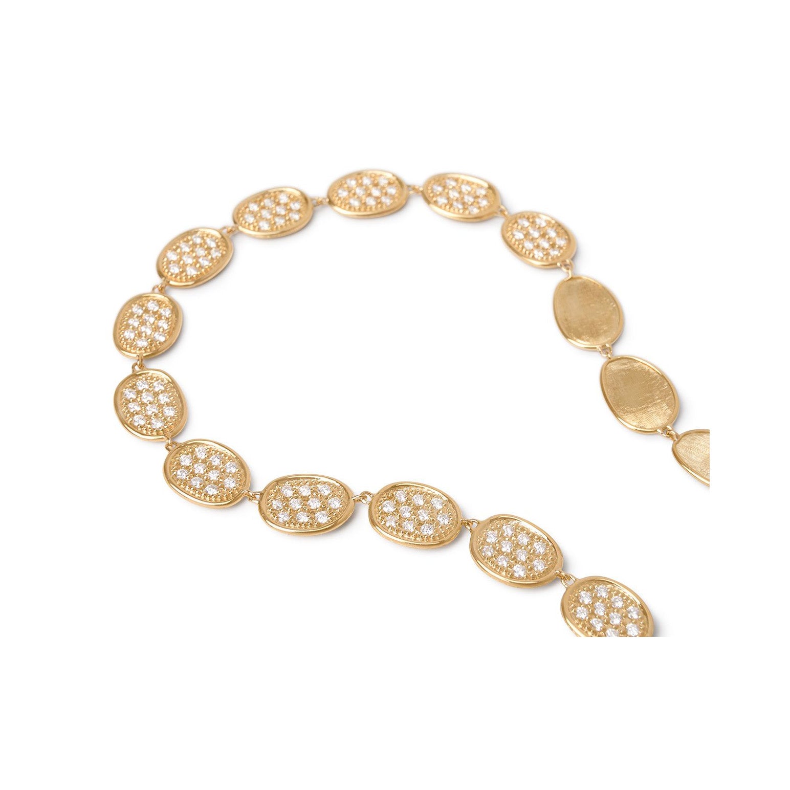 Marco Bicego Lunaria Collection 18K Yellow Gold and Diamond Pavé Link Collar Necklace