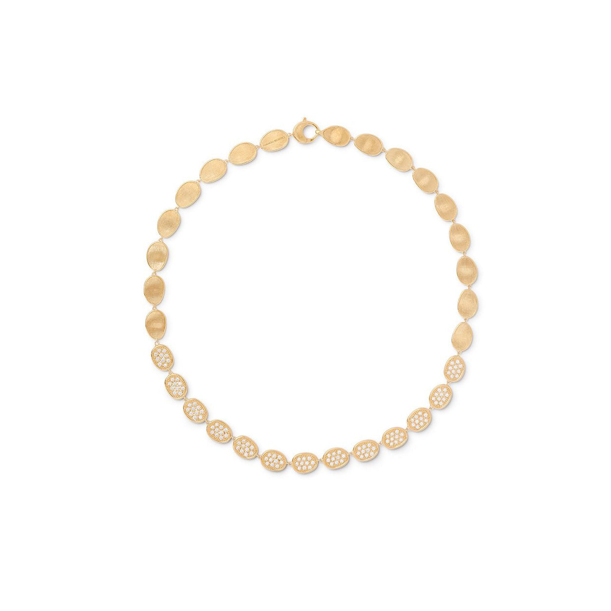 Marco Bicego Lunaria Collection 18K Yellow Gold and Diamond Pavé Link Collar Necklace