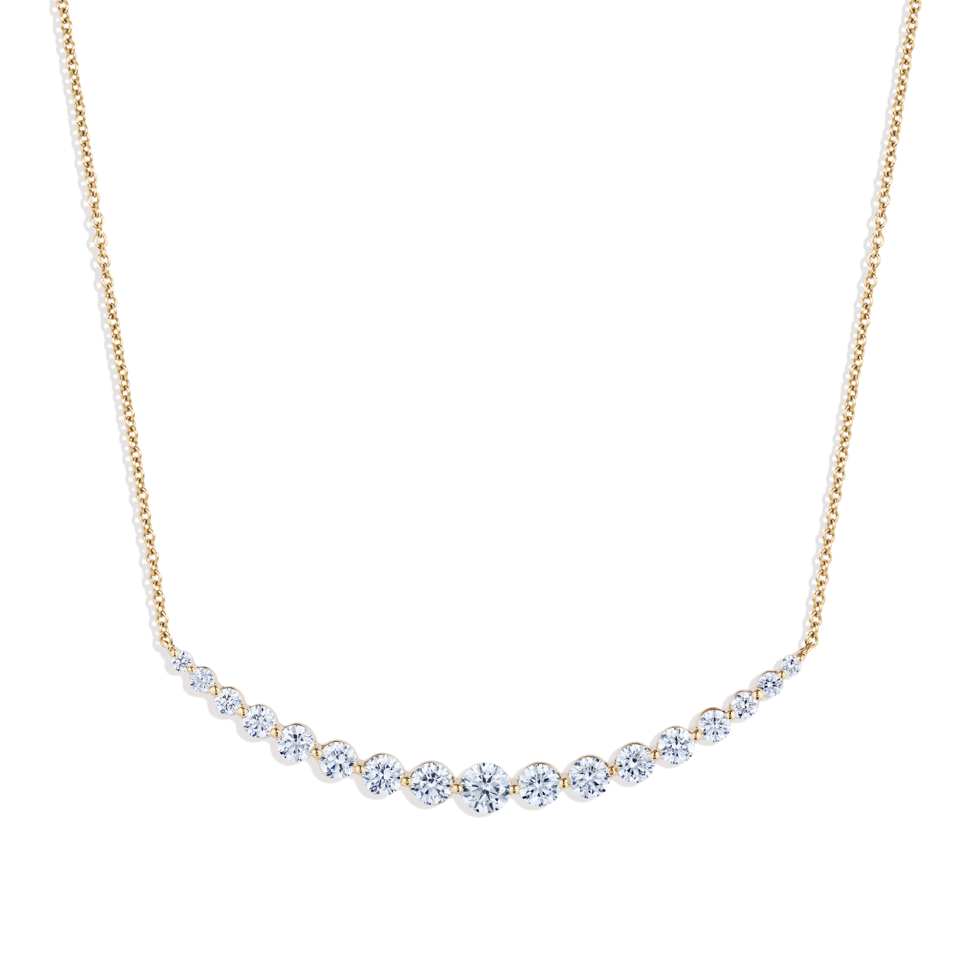 Diamond Gradient Curve Bar Necklace