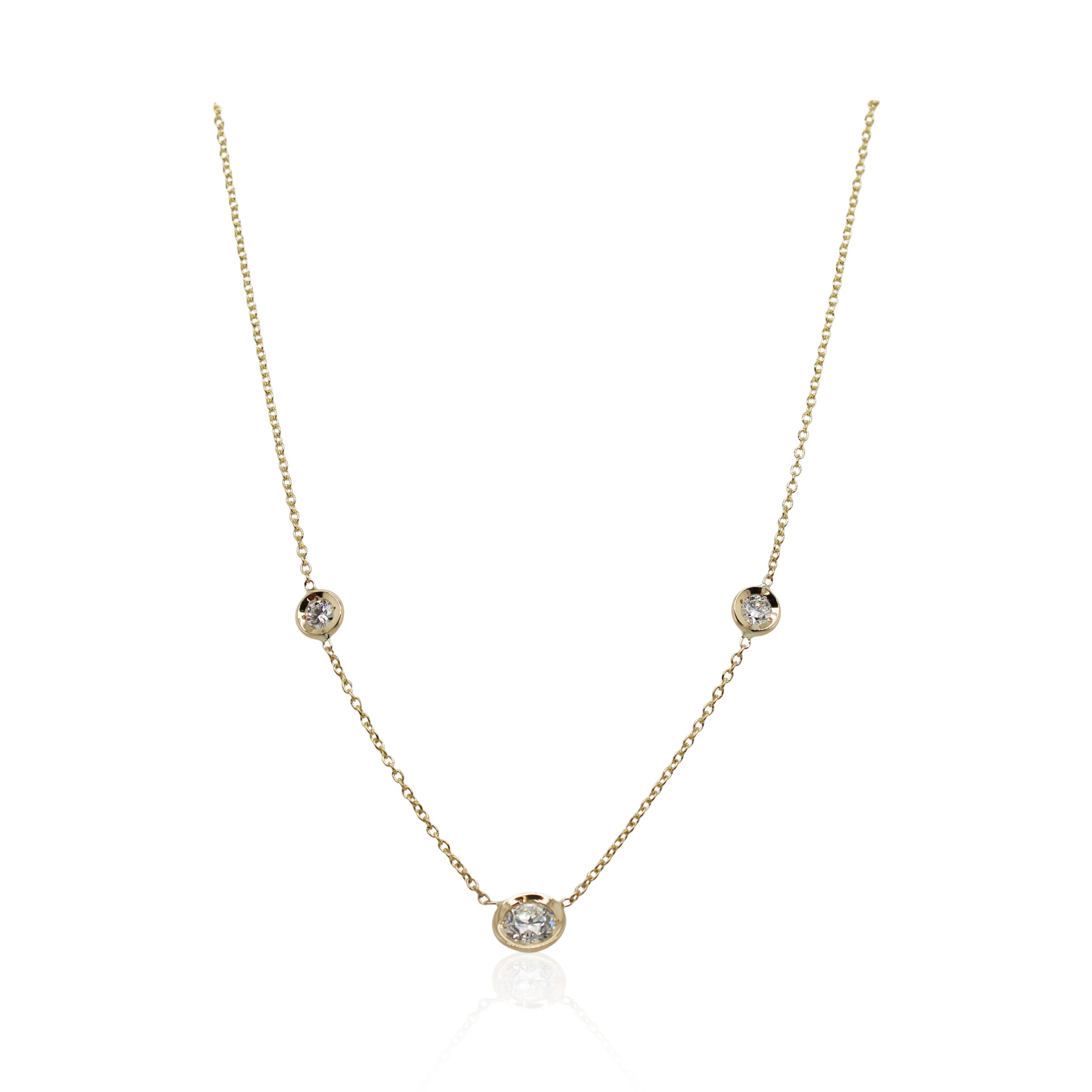 Roberto Coin Three Station Diamond Necklace