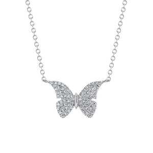 White Gold Diamond Butterfly Necklace