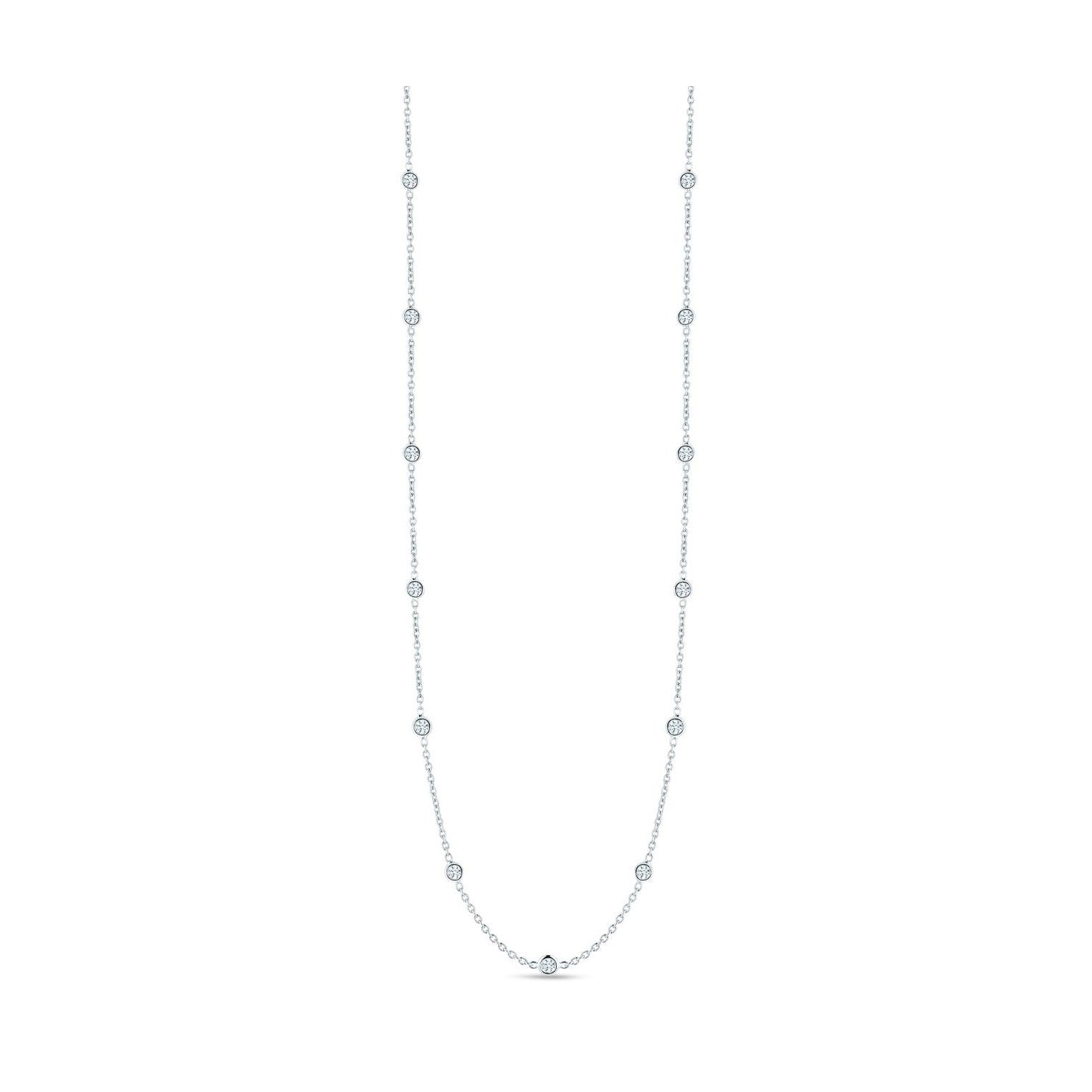 Roberto Coin White Gold 21 Diamond Station Necklace