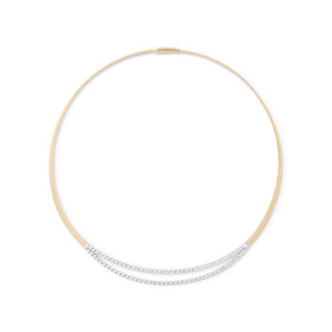 Marco Bicego Masai Collection 18 Karat Yellow Gold Coil Collar Necklace With Double Row Diamond Bar