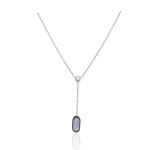 1.28ct Oval Tanzanite and Diamond Lariat Necklace