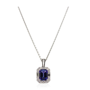 1.78ct Emerald Cut Tanzanite and Diamond Pendant