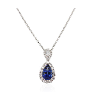 3.07ct Pear Shaped Sapphire and Diamond Pendant