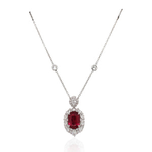 2.02ct Oval Ruby and Diamond Necklace