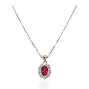 Ruby and Diamond Halo Pendant