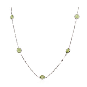 White Gold Round Peridot Station Necklace